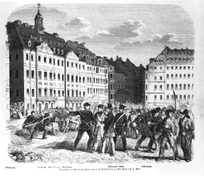Opstand in Dresden op 6 maart 1848, illustratie uit 